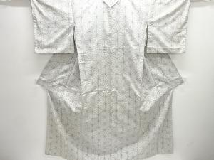 アンティーク　麻の葉模様織り出し十日町紬着物